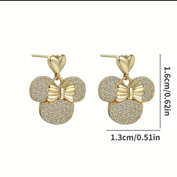 Minnie Mouse Disney Gold Heart Earrings - Picture 3 of 5